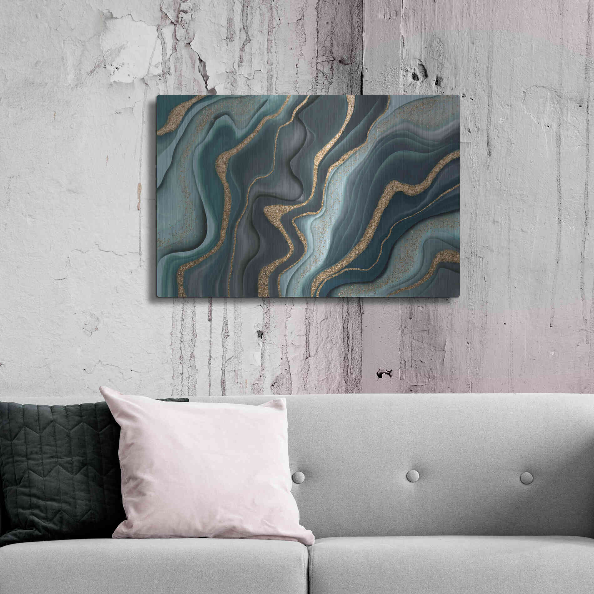 Luxe Metal Art 'Marbled Ink' by Andrea Haase Metal Wall Art,36x24