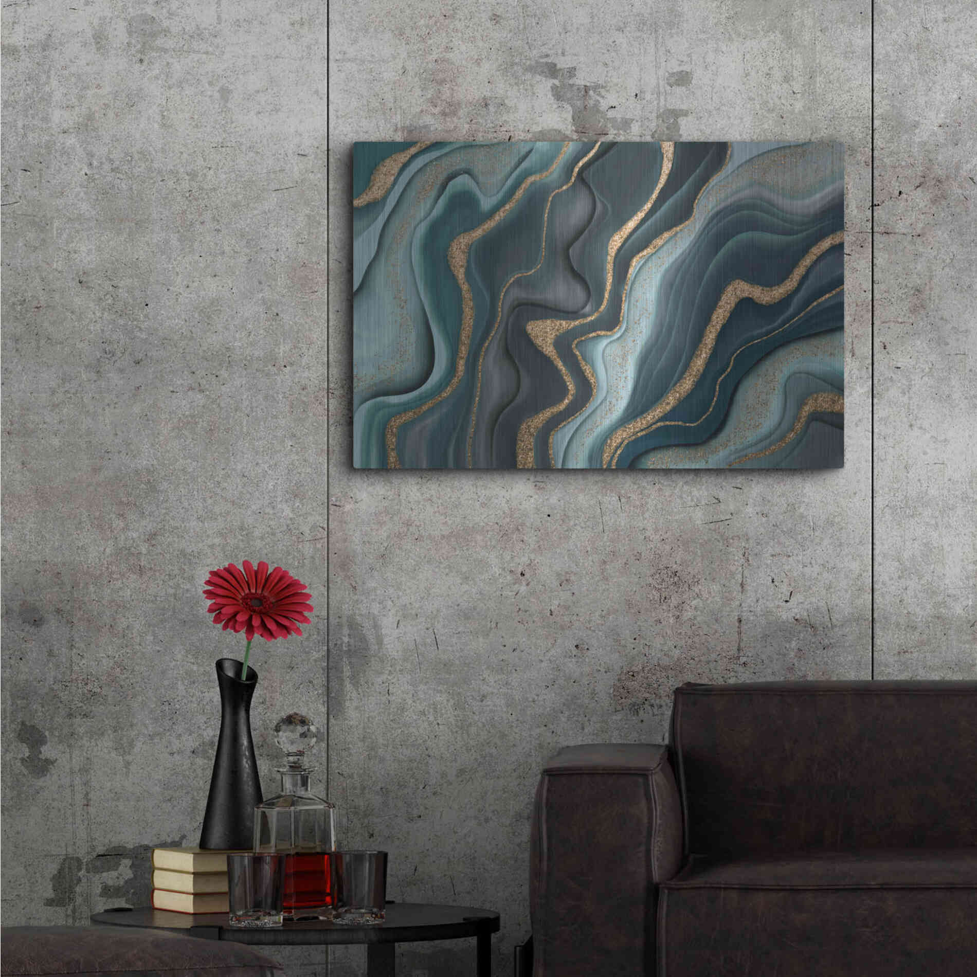 Luxe Metal Art 'Marbled Ink' by Andrea Haase Metal Wall Art,36x24
