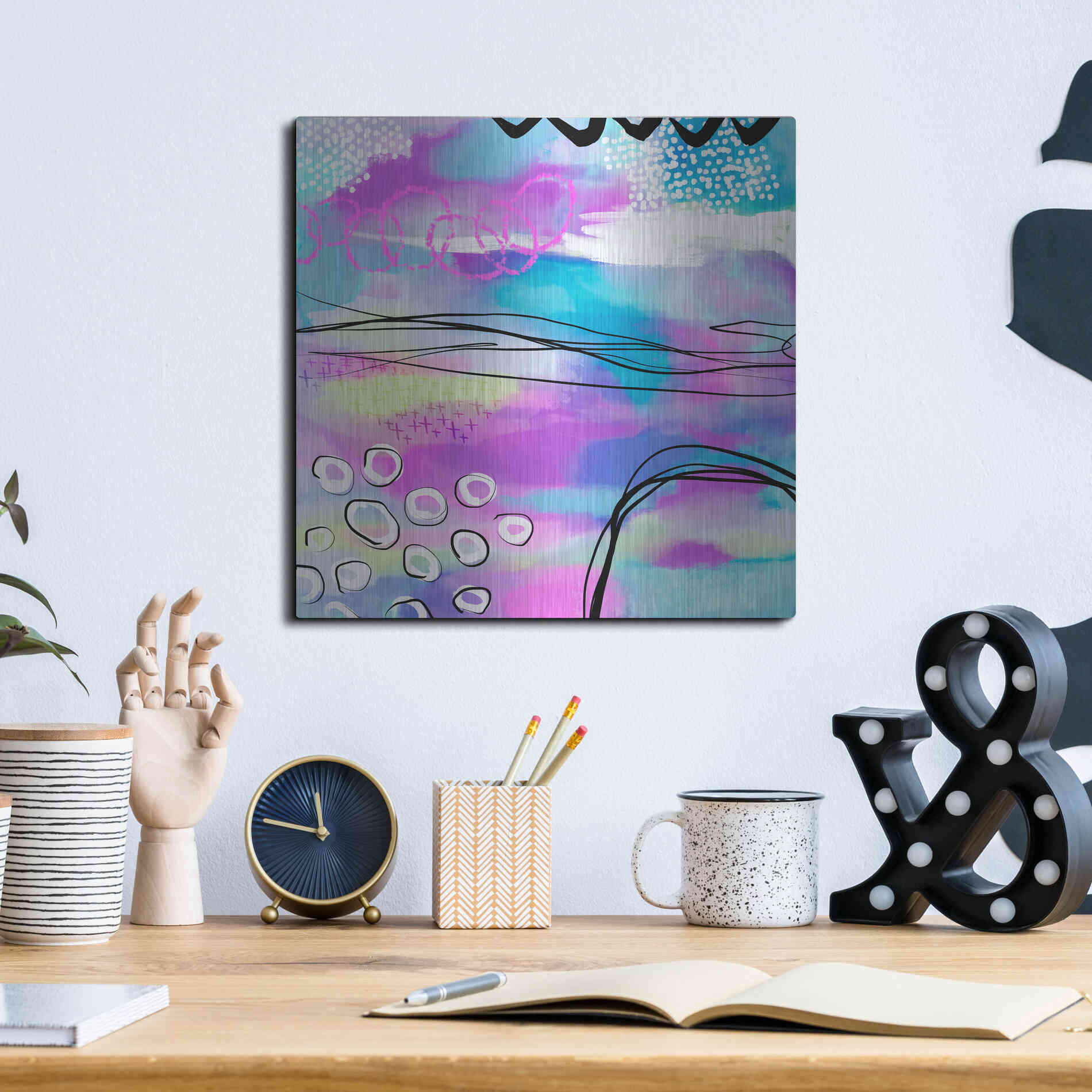 Luxe Metal Art 'Abstract Summer Dream' by Andrea Haase Metal Wall Art,12x12