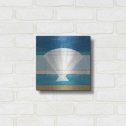 Luxe Metal Art 'Beachscape Shell' by Michael Mullan, Metal Wall Art,12x12