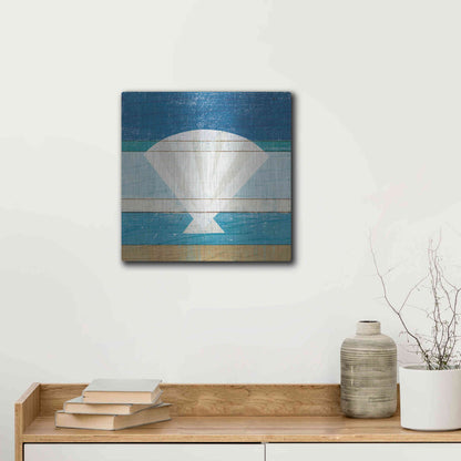 Luxe Metal Art 'Beachscape Shell' by Michael Mullan, Metal Wall Art,12x12