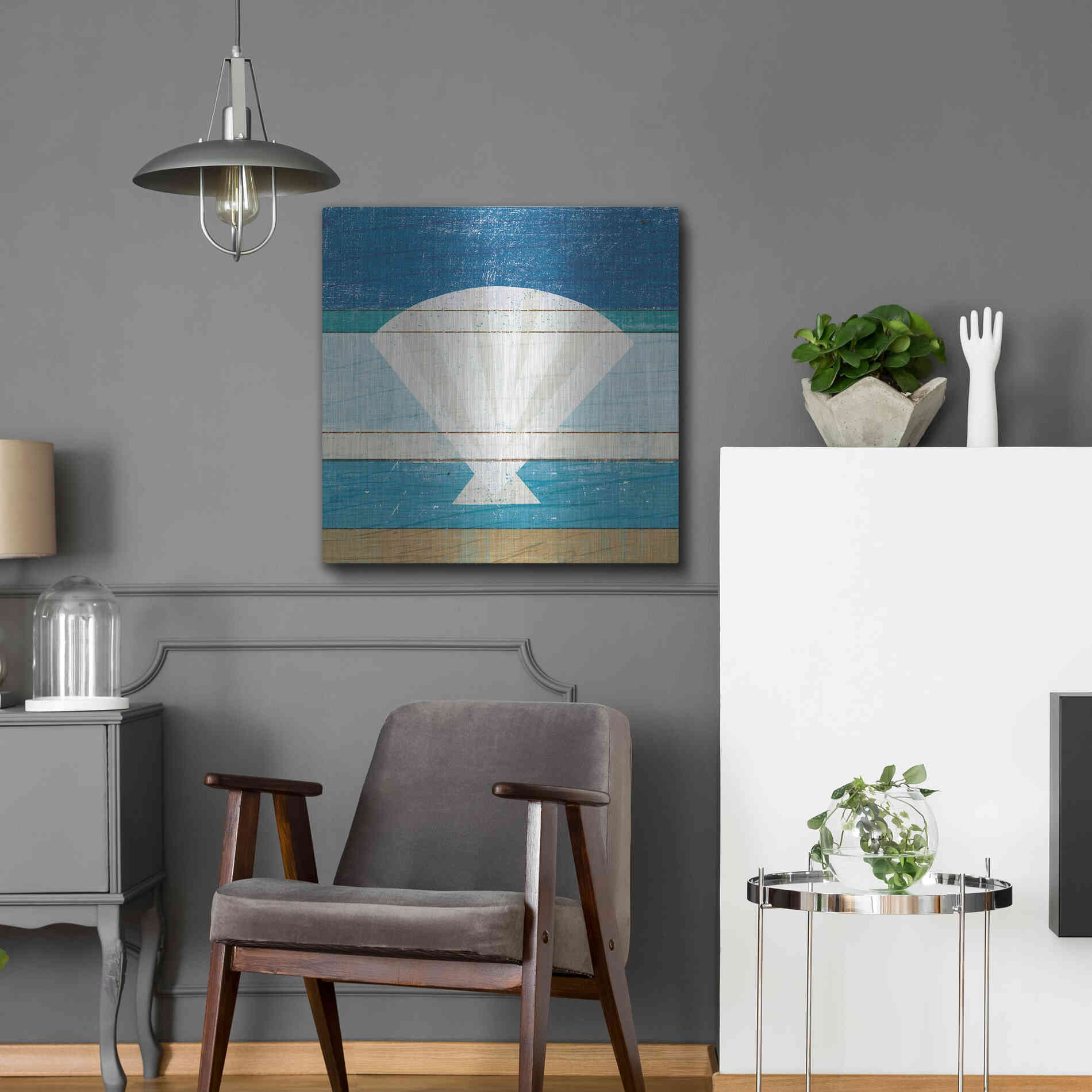 Luxe Metal Art 'Beachscape Shell' by Michael Mullan, Metal Wall Art,24x24