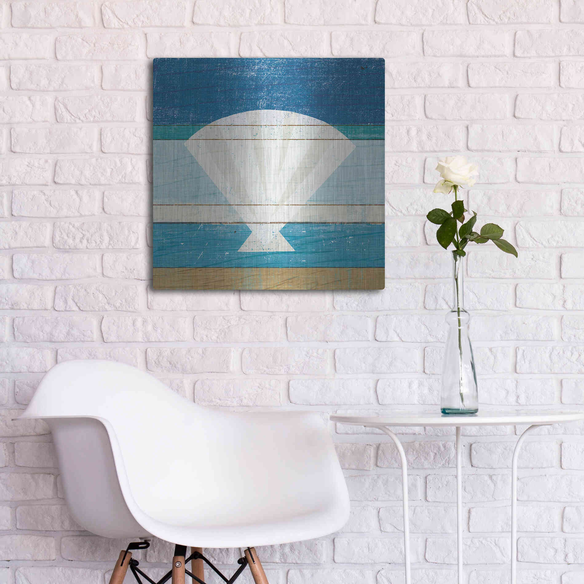 Luxe Metal Art 'Beachscape Shell' by Michael Mullan, Metal Wall Art,24x24