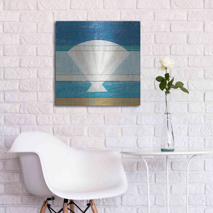 Luxe Metal Art 'Beachscape Shell' by Michael Mullan, Metal Wall Art,24x24