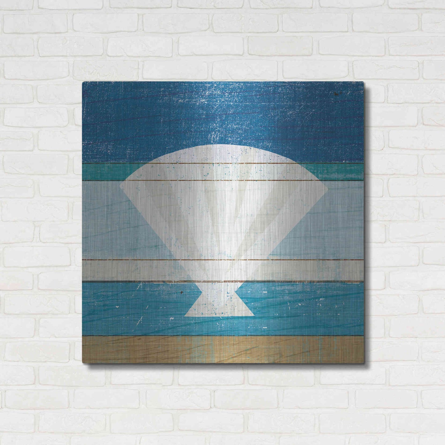 Luxe Metal Art 'Beachscape Shell' by Michael Mullan, Metal Wall Art,36x36