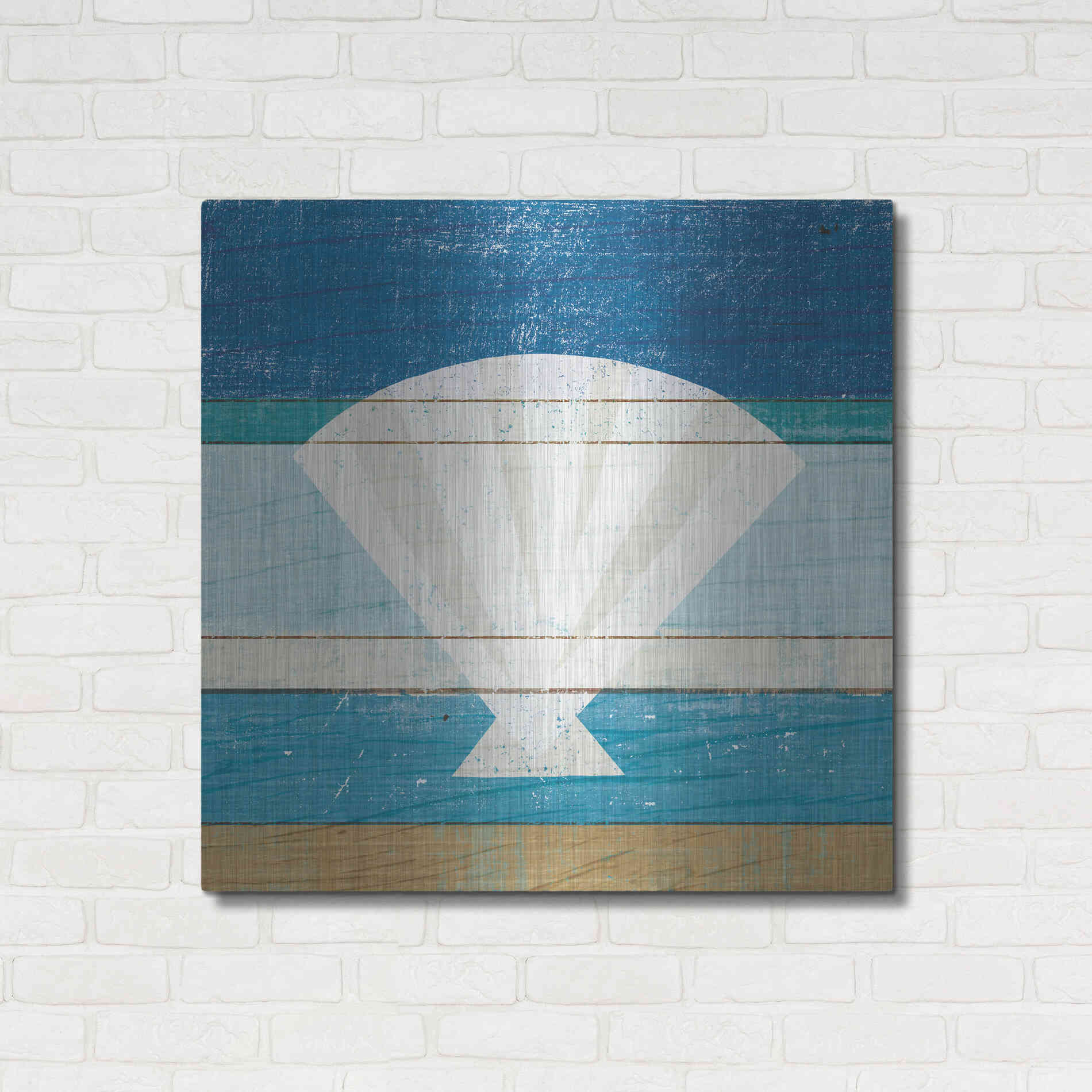 Luxe Metal Art 'Beachscape Shell' by Michael Mullan, Metal Wall Art,36x36