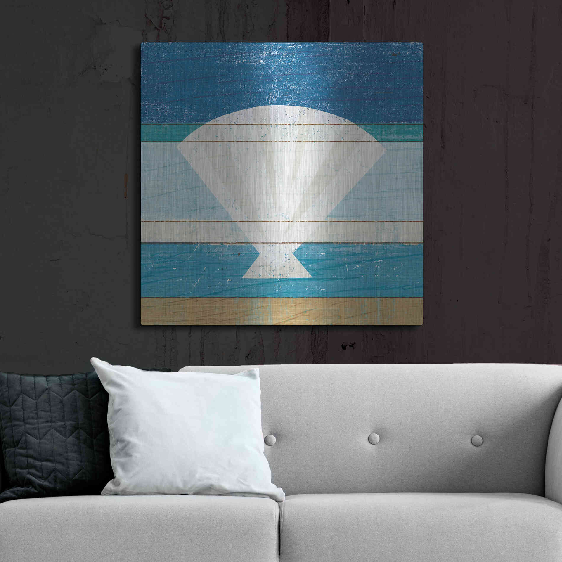 Luxe Metal Art 'Beachscape Shell' by Michael Mullan, Metal Wall Art,36x36