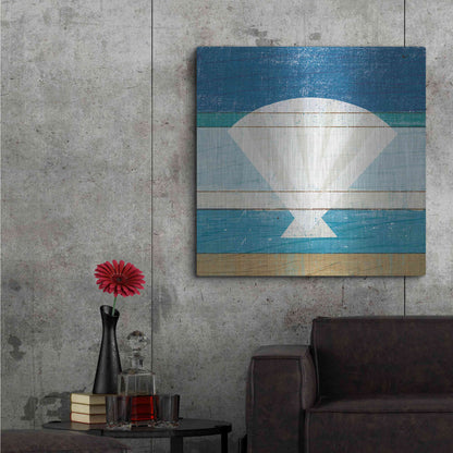 Luxe Metal Art 'Beachscape Shell' by Michael Mullan, Metal Wall Art,36x36