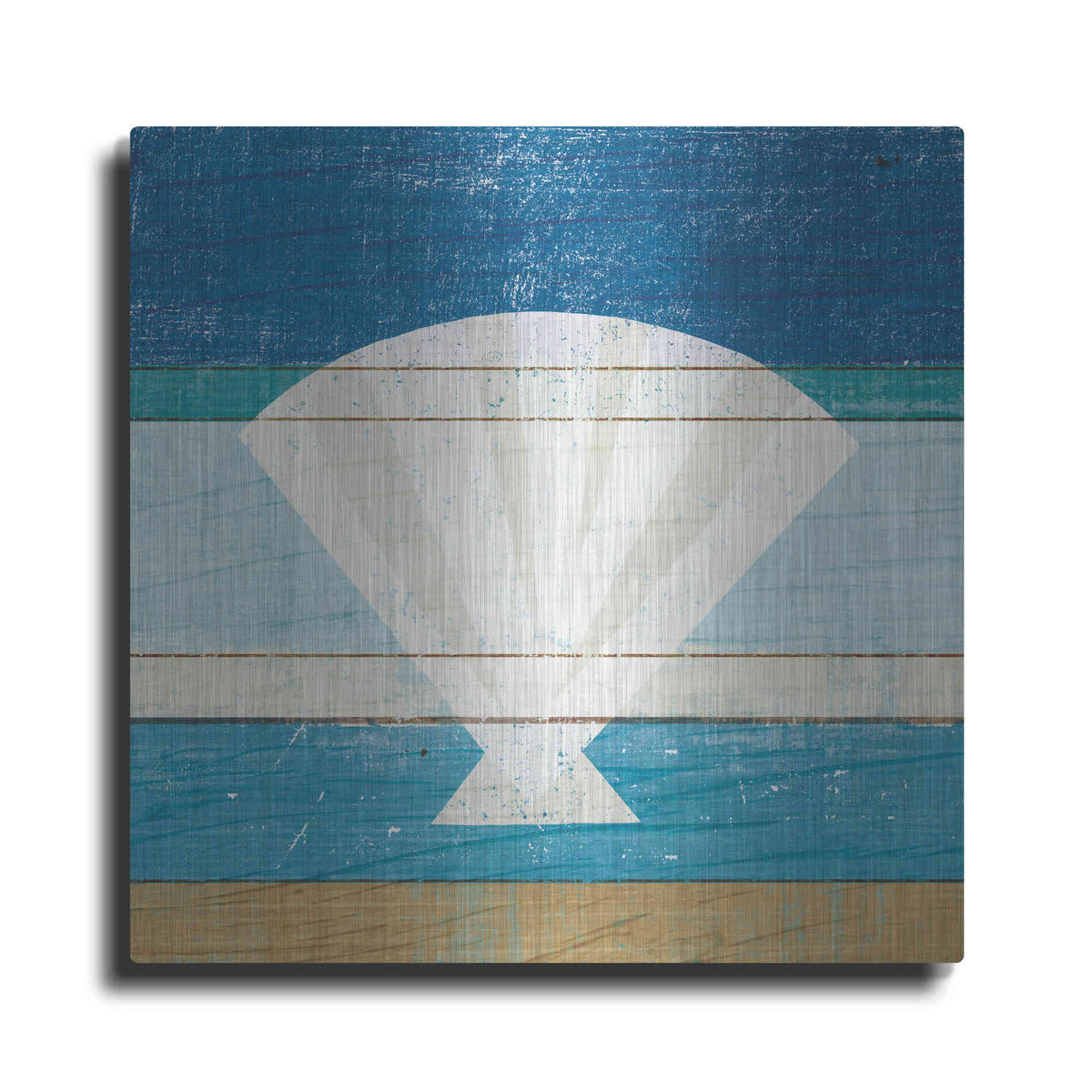Luxe Metal Art 'Beachscape Shell' by Michael Mullan, Metal Wall Art
