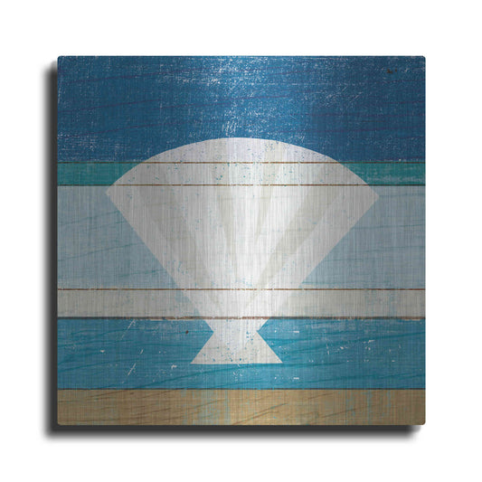 Luxe Metal Art 'Beachscape Shell' by Michael Mullan, Metal Wall Art