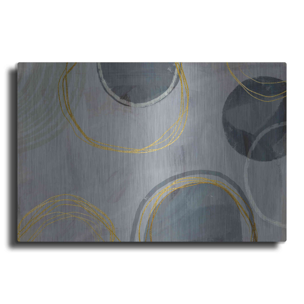 Luxe Metal Art 'Golden Line Abstraction' by Andrea Haase Metal Wall Art