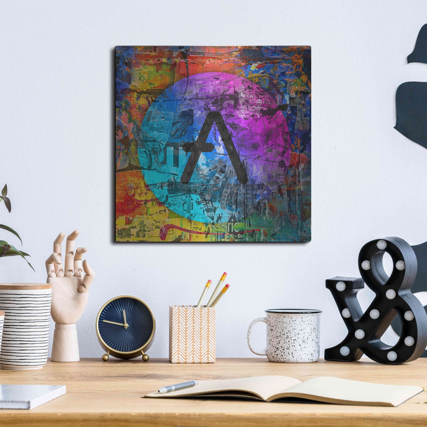 Luxe Metal Art 'Aave Crypto In Color' by Luxe Metal Art Portfolio, Metal Wall Art,12x12