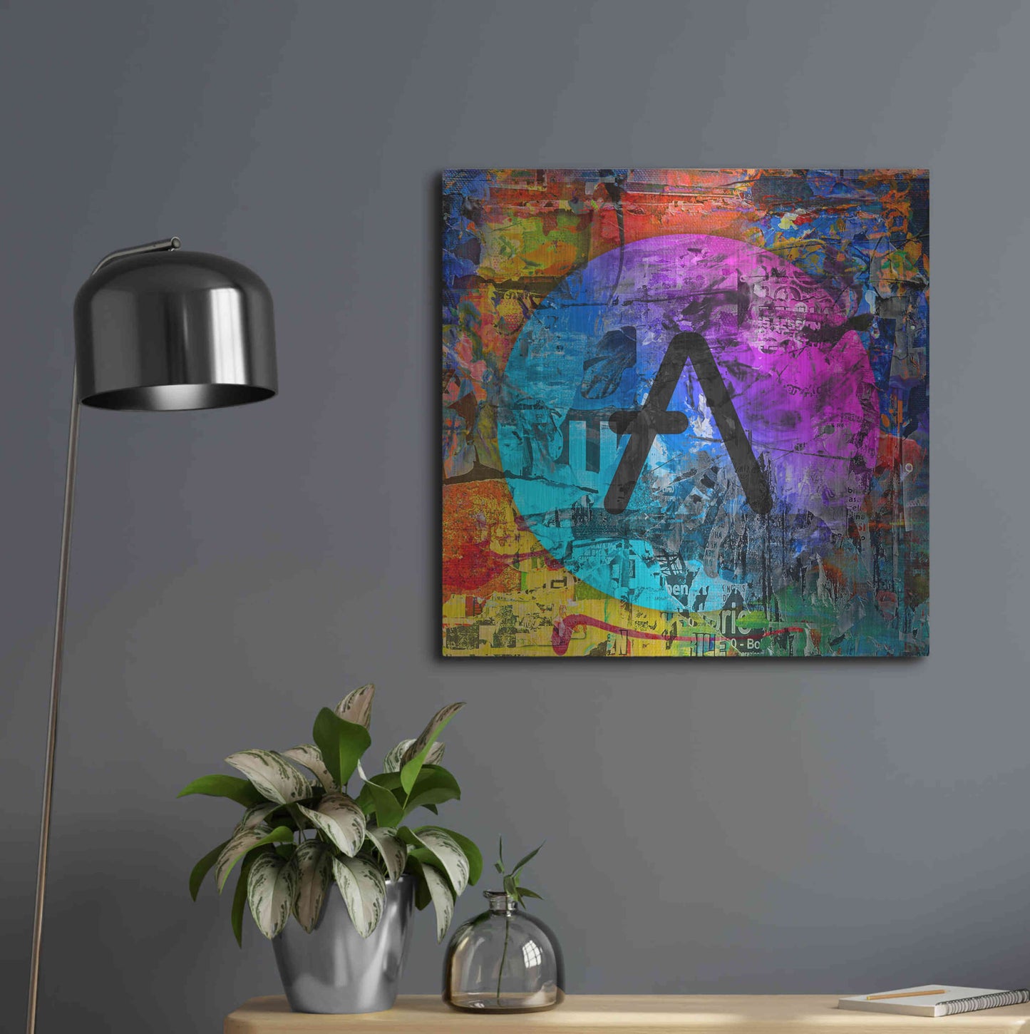 Luxe Metal Art 'Aave Crypto In Color' by Luxe Metal Art Portfolio, Metal Wall Art,24x24