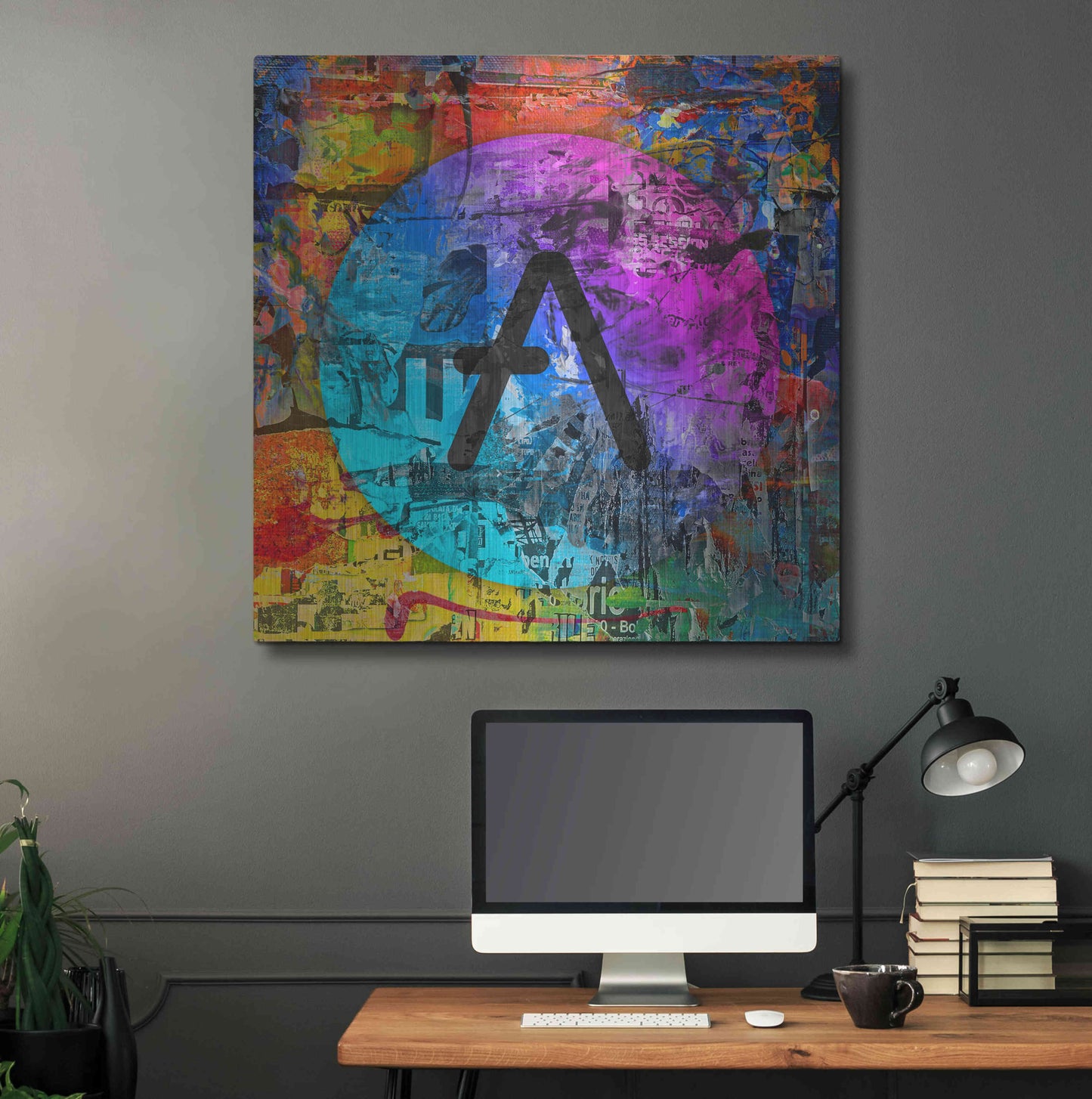 Luxe Metal Art 'Aave Crypto In Color' by Luxe Metal Art Portfolio, Metal Wall Art,36x36