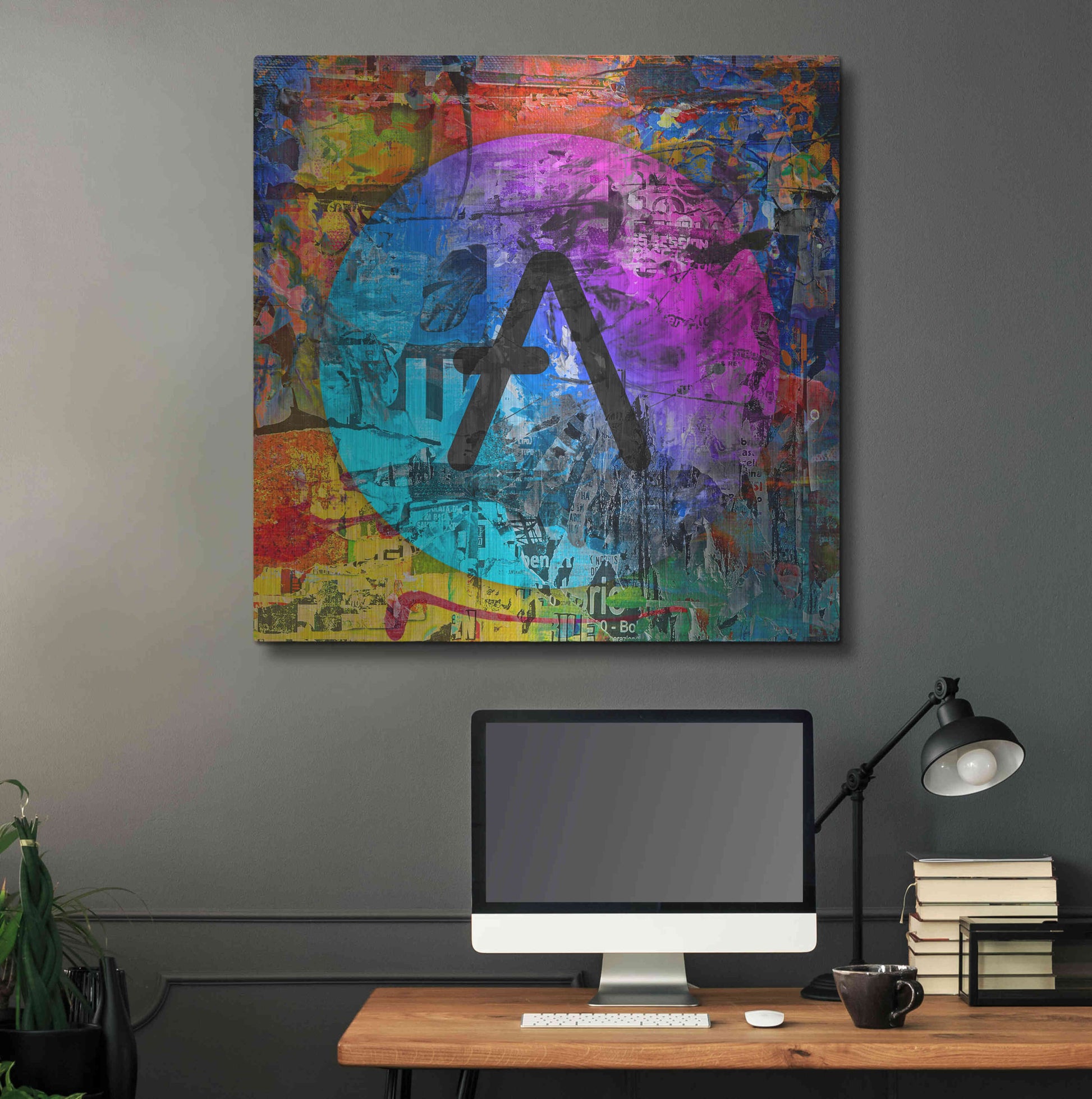 Luxe Metal Art 'Aave Crypto In Color' by Luxe Metal Art Portfolio, Metal Wall Art,36x36