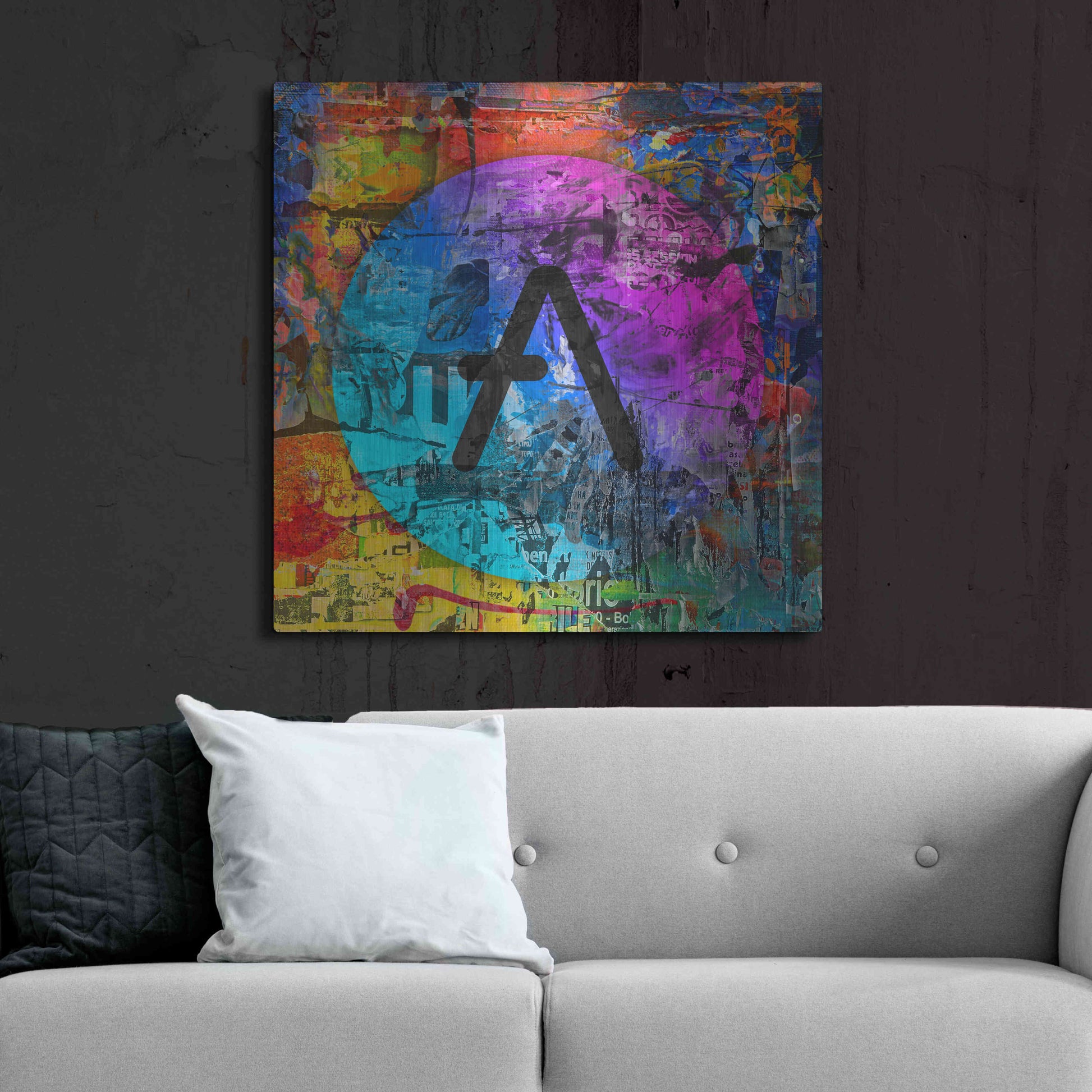 Luxe Metal Art 'Aave Crypto In Color' by Luxe Metal Art Portfolio, Metal Wall Art,36x36