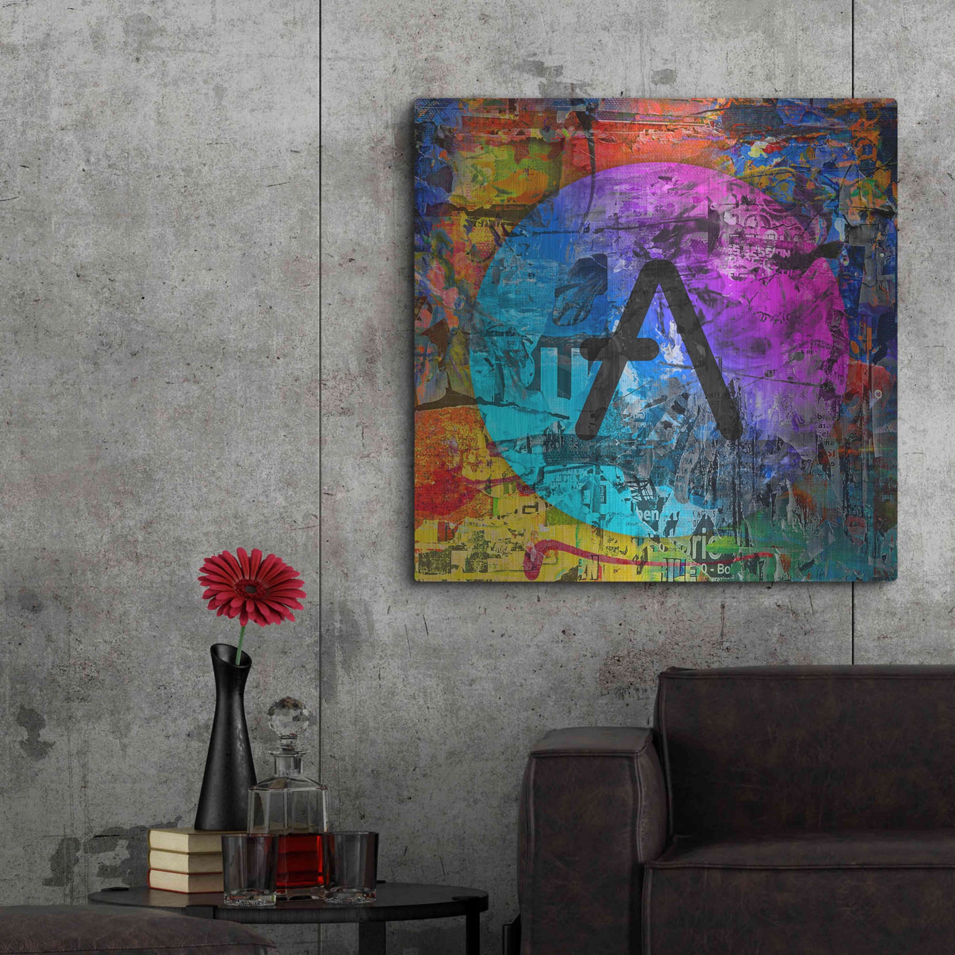 Luxe Metal Art 'Aave Crypto In Color' by Luxe Metal Art Portfolio, Metal Wall Art,36x36