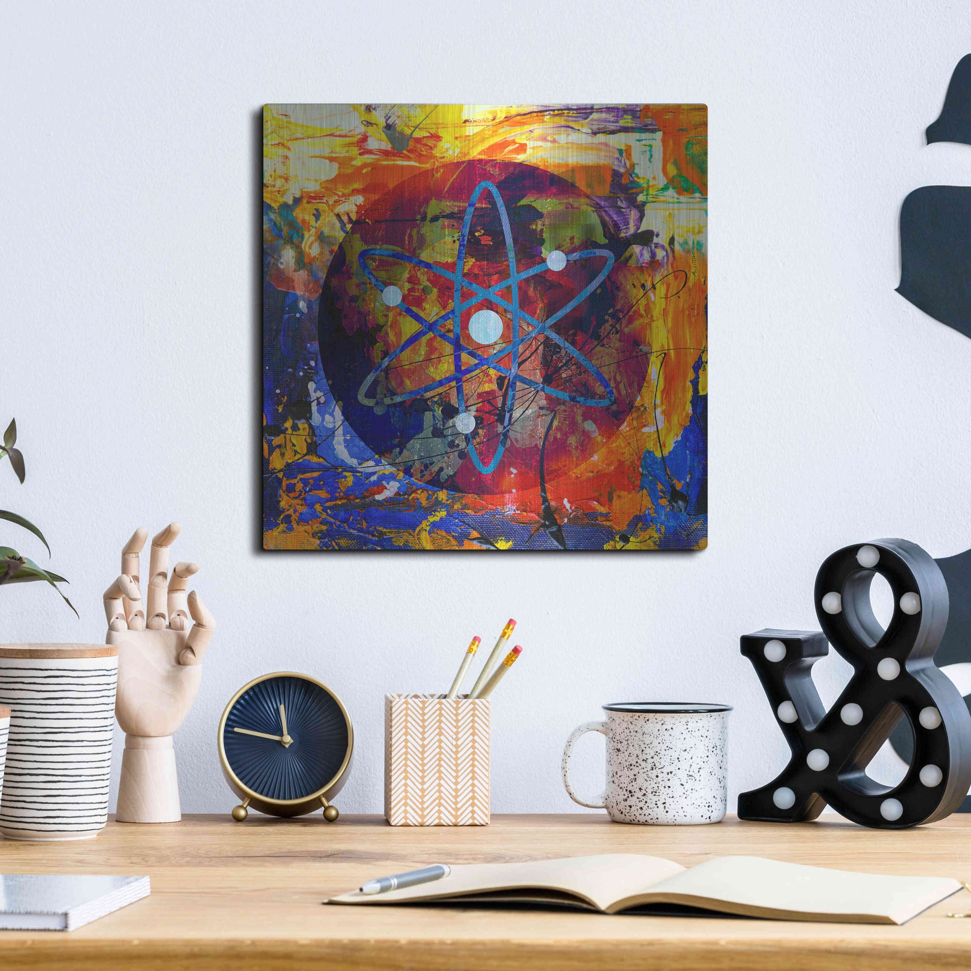 Luxe Metal Art 'Atom Cosmos Crypto In Color' by Luxe Metal Art Portfolio, Metal Wall Art,12x12