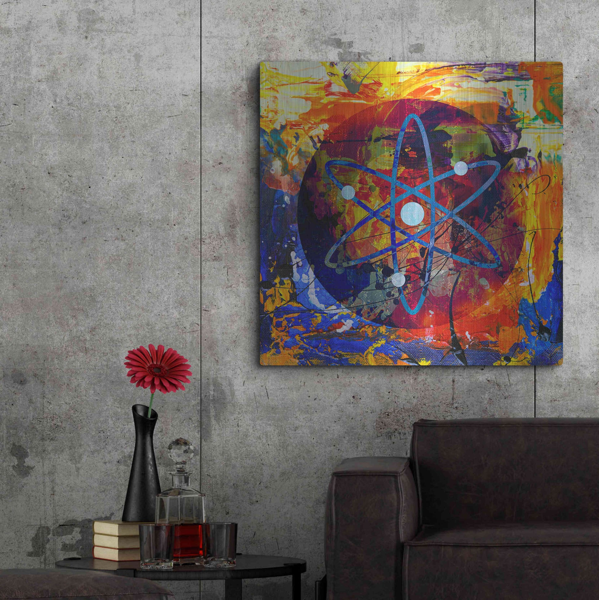 Luxe Metal Art 'Atom Cosmos Crypto In Color' by Luxe Metal Art Portfolio, Metal Wall Art,36x36