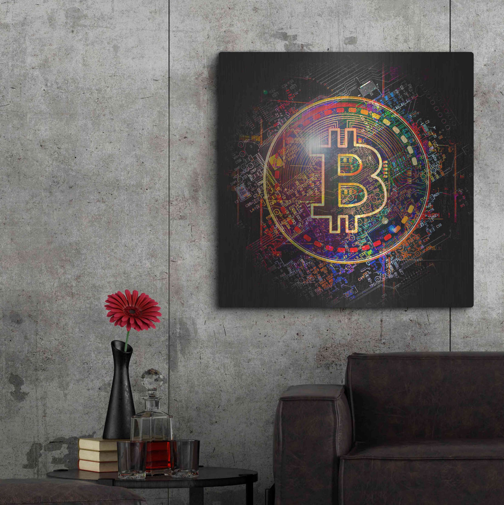 Luxe Metal Art 'Bitcoin Art' by Luxe Metal Art Portfolio, Metal Wall Art,36x36