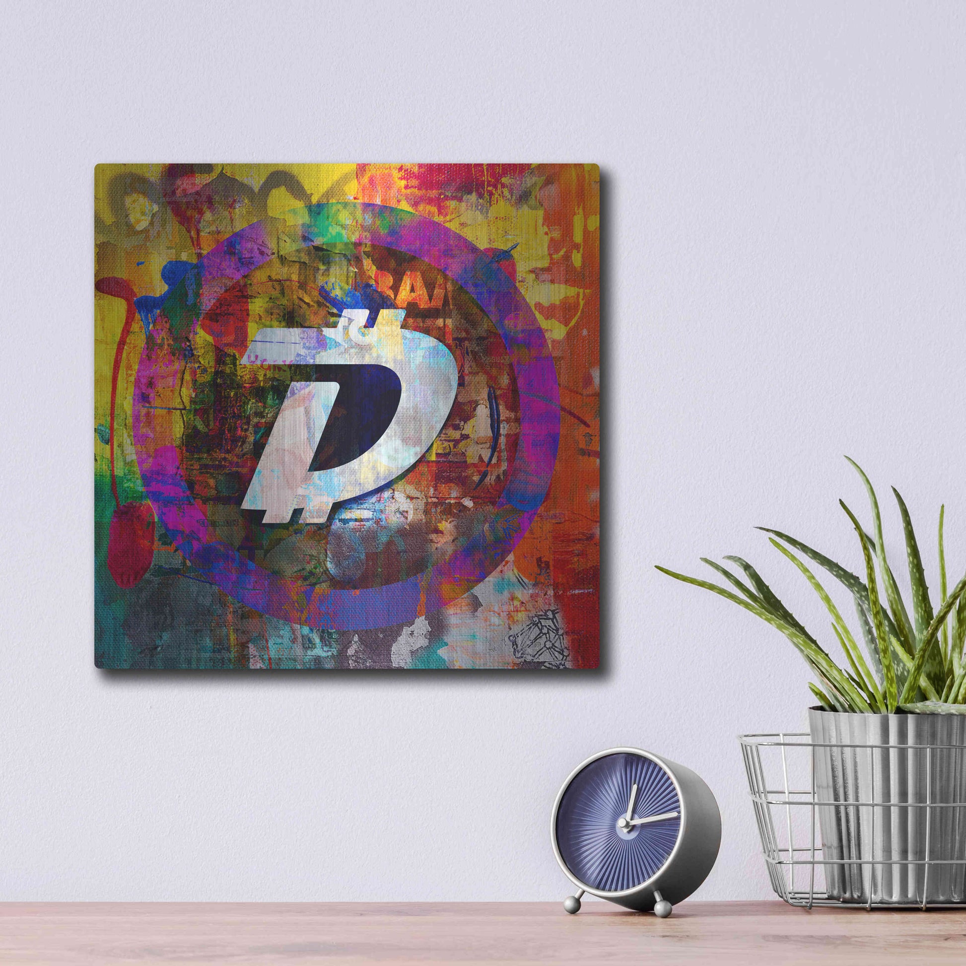 Luxe Metal Art 'Dgb Digibyte Crypto In Color' by Luxe Metal Art Portfolio, Metal Wall Art,12x12