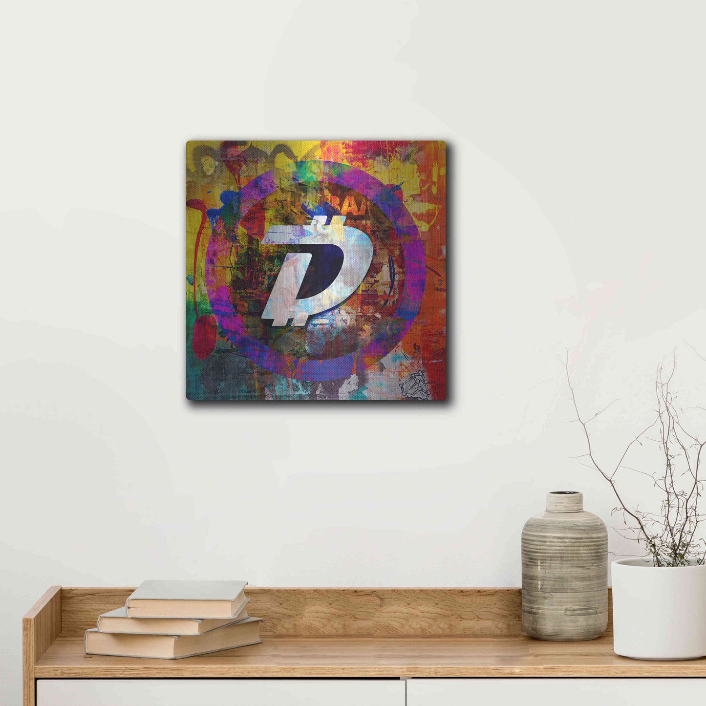 Luxe Metal Art 'Dgb Digibyte Crypto In Color' by Luxe Metal Art Portfolio, Metal Wall Art,12x12