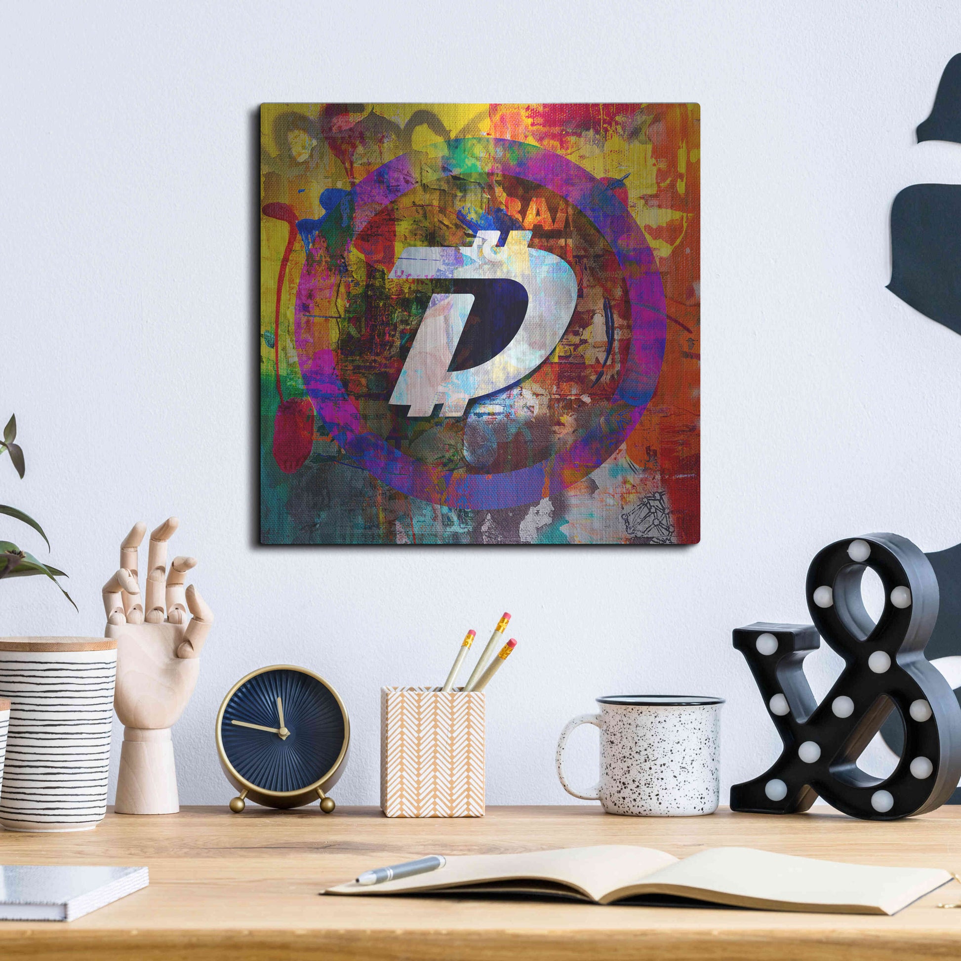Luxe Metal Art 'Dgb Digibyte Crypto In Color' by Luxe Metal Art Portfolio, Metal Wall Art,12x12