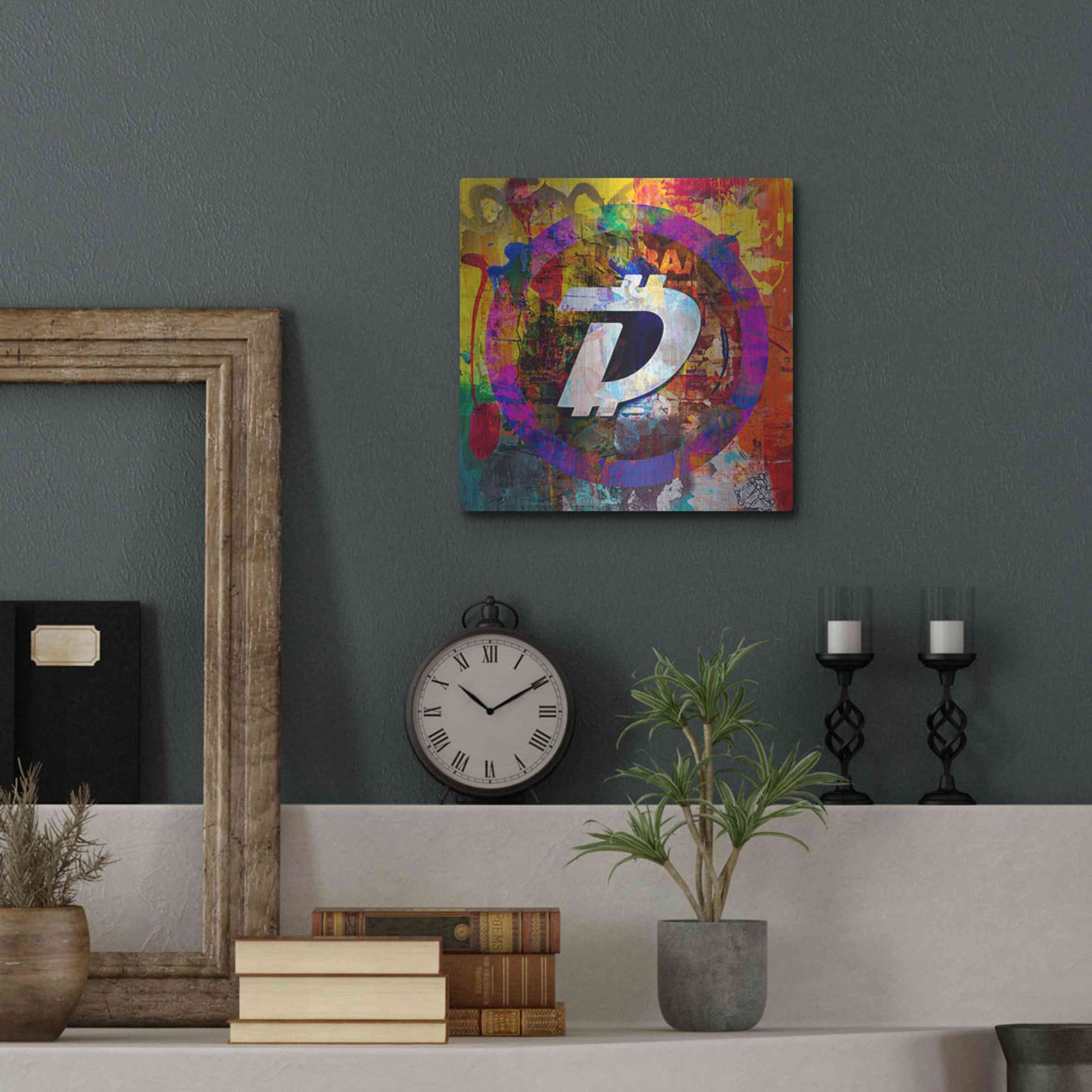 Luxe Metal Art 'Dgb Digibyte Crypto In Color' by Luxe Metal Art Portfolio, Metal Wall Art,12x12
