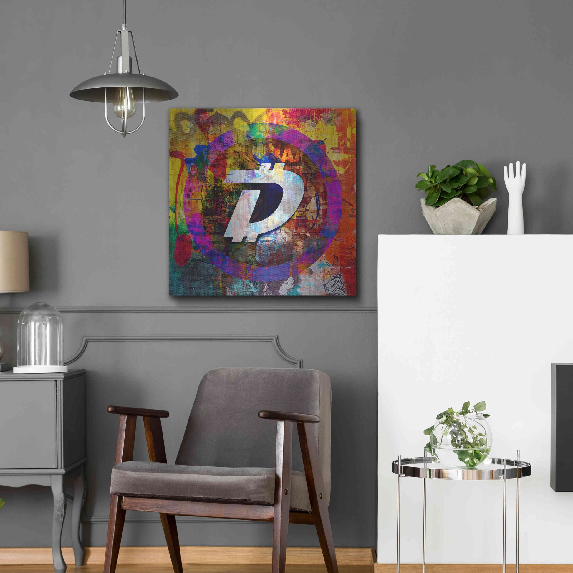 Luxe Metal Art 'Dgb Digibyte Crypto In Color' by Luxe Metal Art Portfolio, Metal Wall Art,24x24