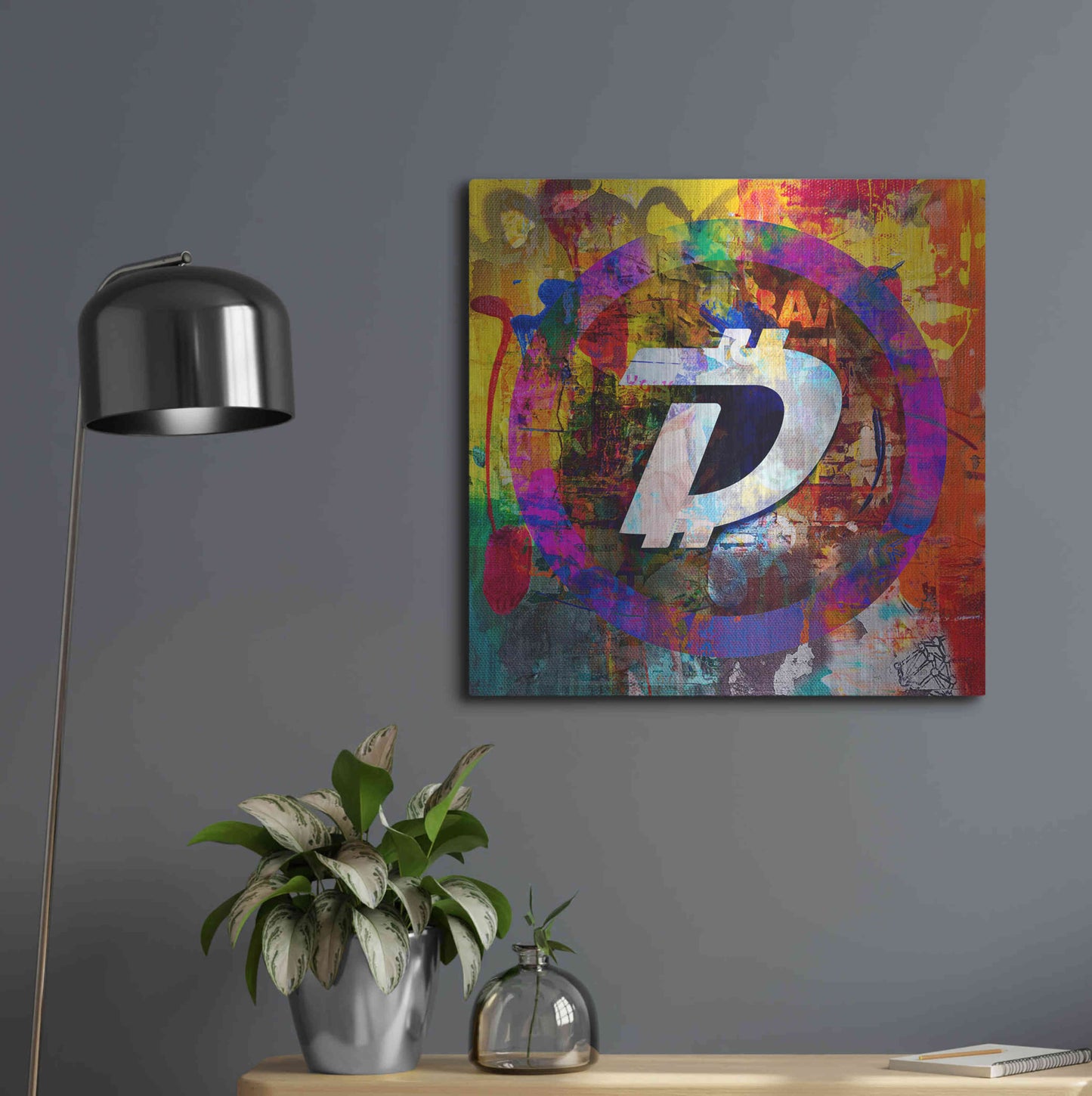 Luxe Metal Art 'Dgb Digibyte Crypto In Color' by Luxe Metal Art Portfolio, Metal Wall Art,24x24