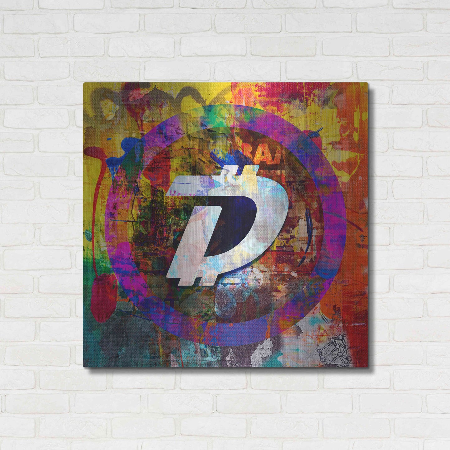 Luxe Metal Art 'Dgb Digibyte Crypto In Color' by Luxe Metal Art Portfolio, Metal Wall Art,36x36
