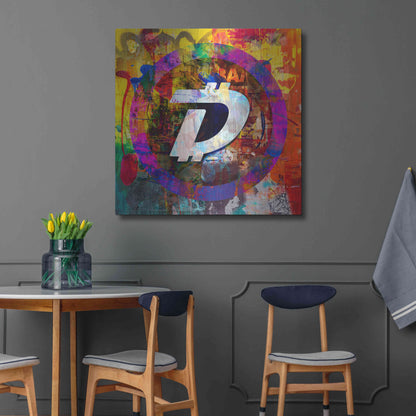 Luxe Metal Art 'Dgb Digibyte Crypto In Color' by Luxe Metal Art Portfolio, Metal Wall Art,36x36