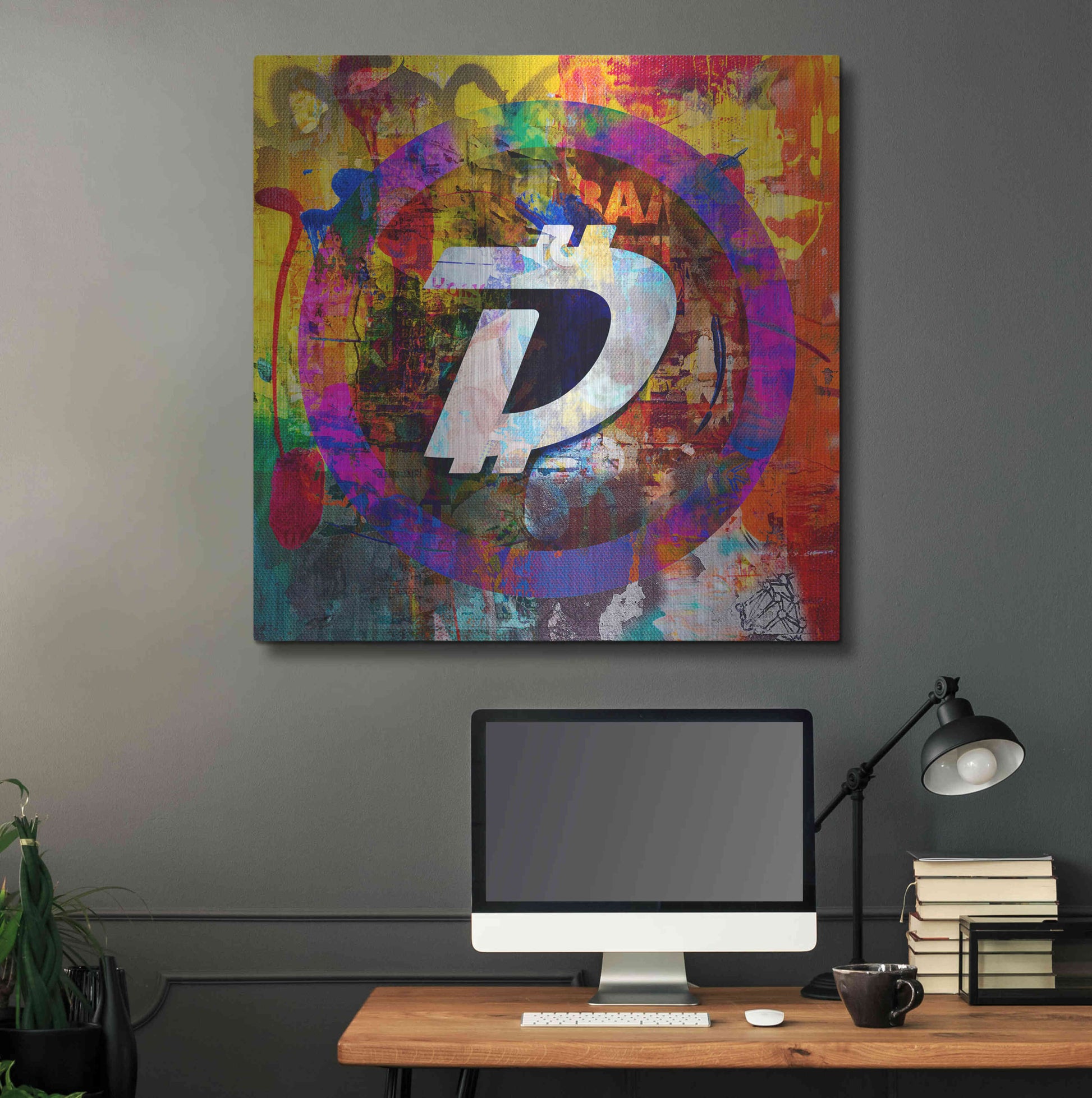 Luxe Metal Art 'Dgb Digibyte Crypto In Color' by Luxe Metal Art Portfolio, Metal Wall Art,36x36