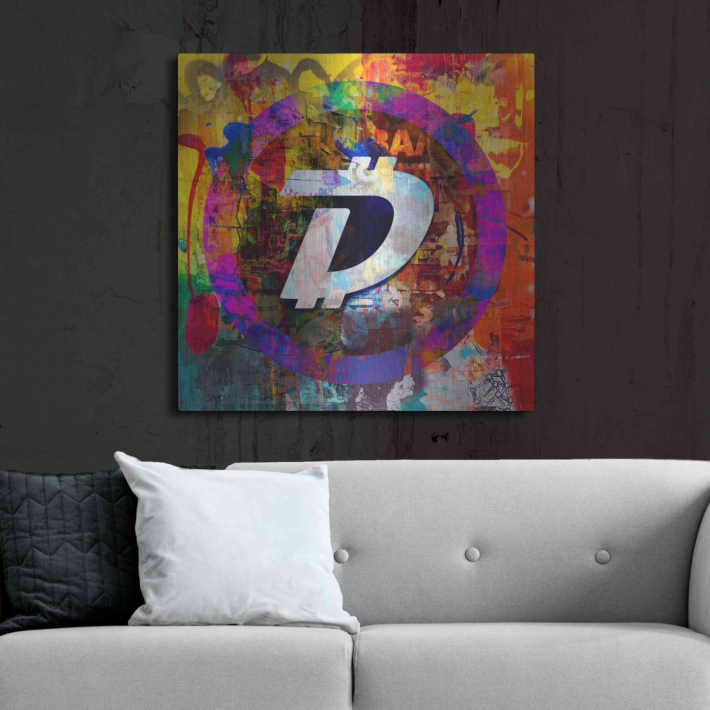 Luxe Metal Art 'Dgb Digibyte Crypto In Color' by Luxe Metal Art Portfolio, Metal Wall Art,36x36
