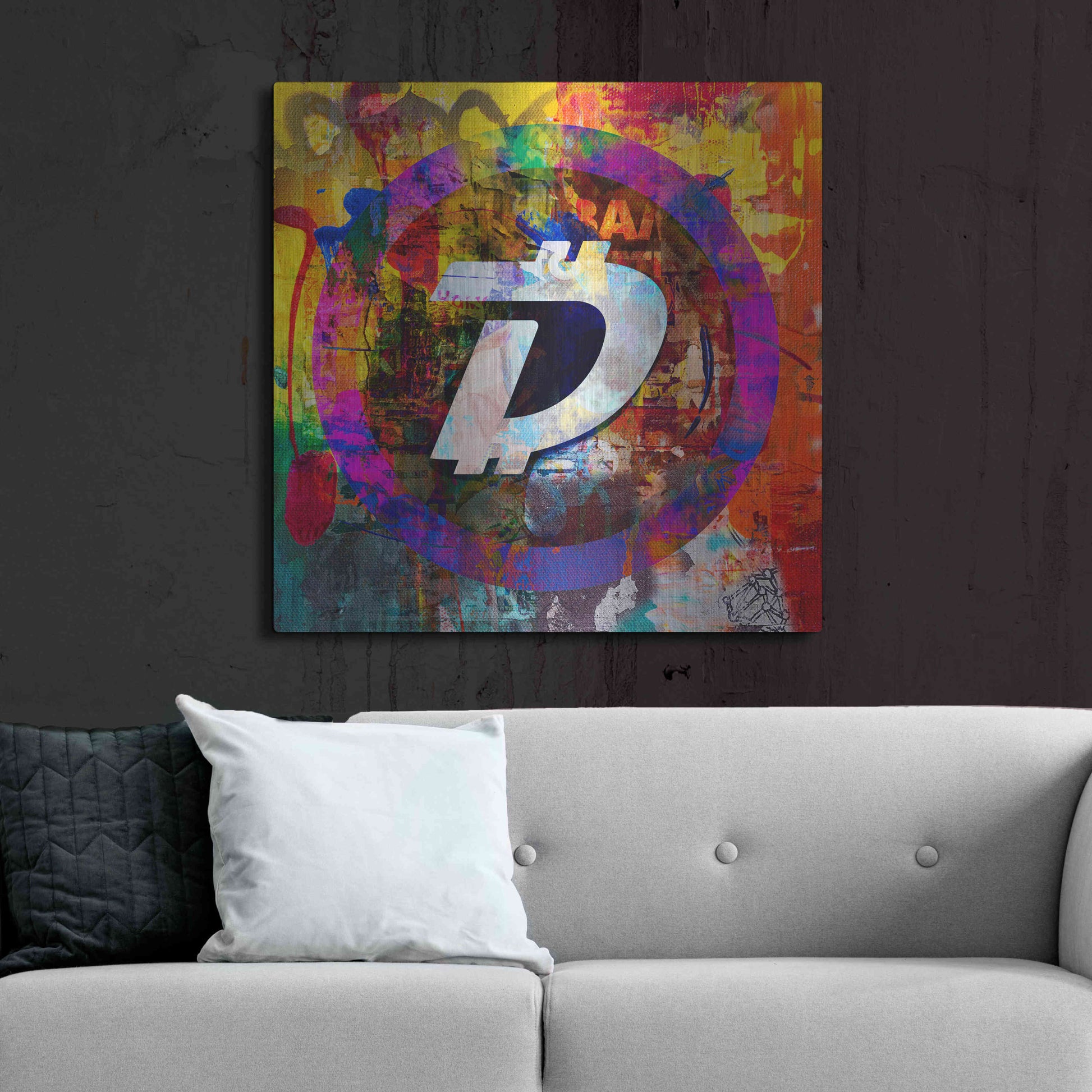 Luxe Metal Art 'Dgb Digibyte Crypto In Color' by Luxe Metal Art Portfolio, Metal Wall Art,36x36