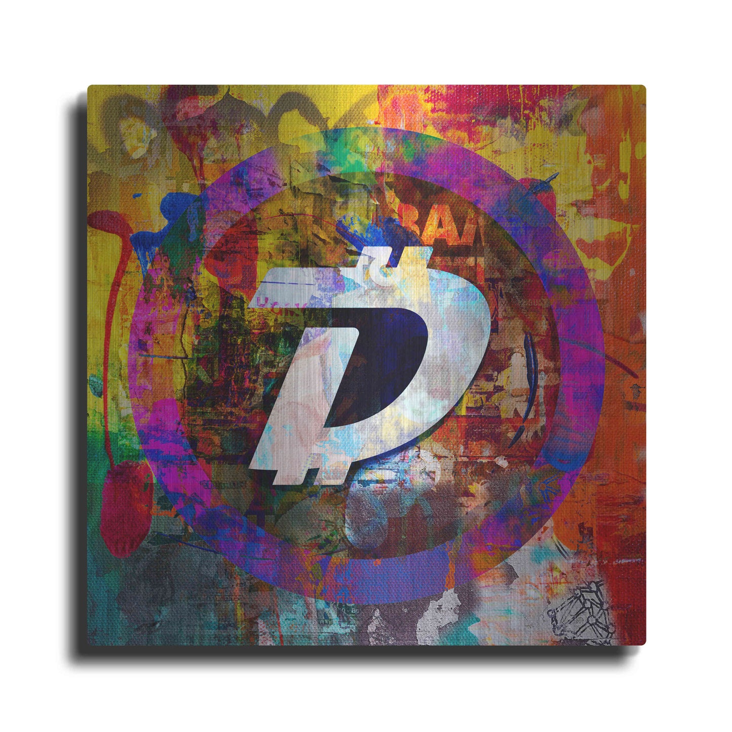 Luxe Metal Art 'Dgb Digibyte Crypto In Color' by Luxe Metal Art Portfolio, Metal Wall Art