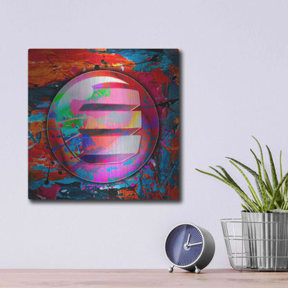 Luxe Metal Art 'Enj Enjin Crypto In Color' by Luxe Metal Art Portfolio, Metal Wall Art,12x12