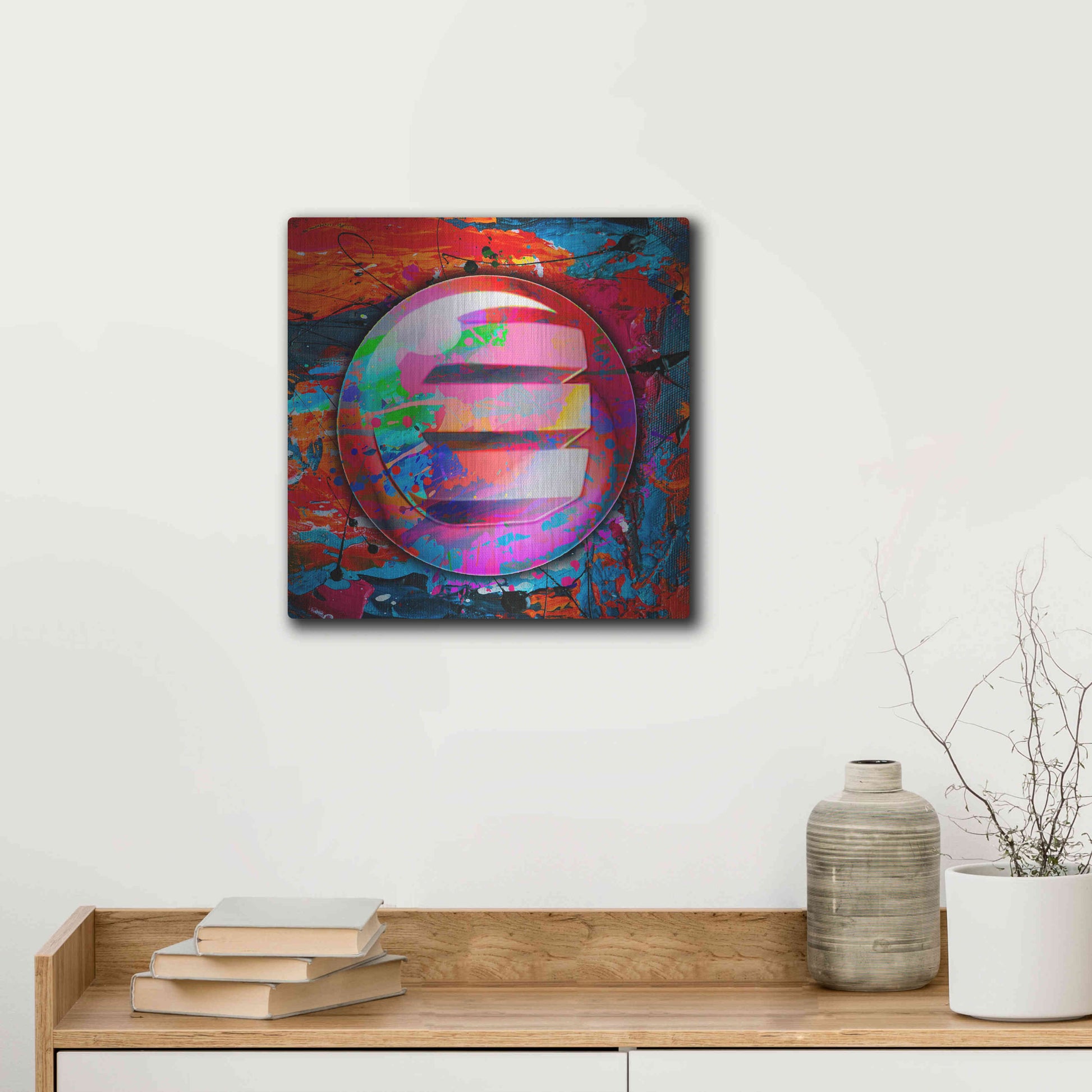 Luxe Metal Art 'Enj Enjin Crypto In Color' by Luxe Metal Art Portfolio, Metal Wall Art,12x12