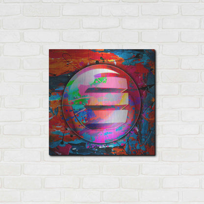 Luxe Metal Art 'Enj Enjin Crypto In Color' by Luxe Metal Art Portfolio, Metal Wall Art,24x24