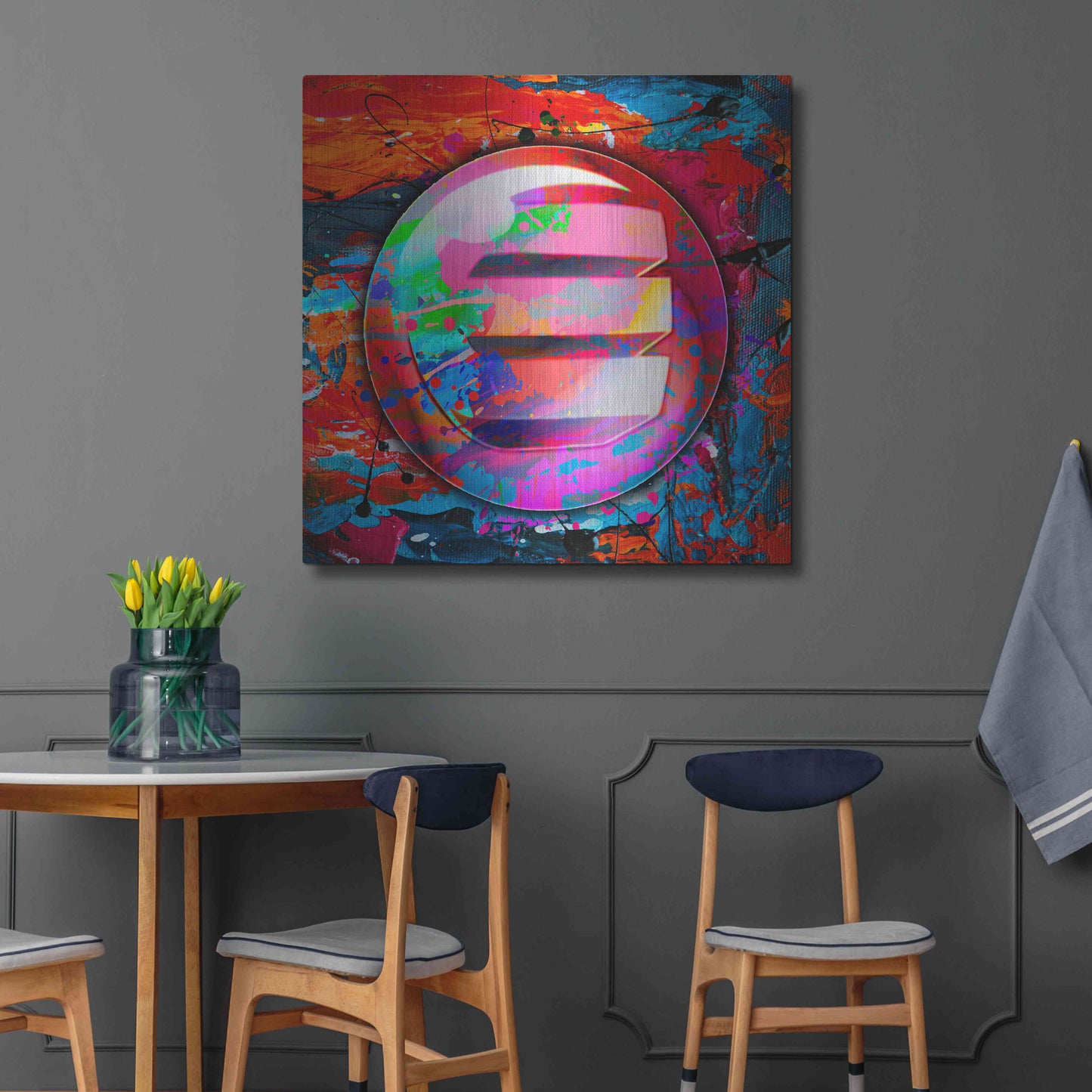 Luxe Metal Art 'Enj Enjin Crypto In Color' by Luxe Metal Art Portfolio, Metal Wall Art,36x36