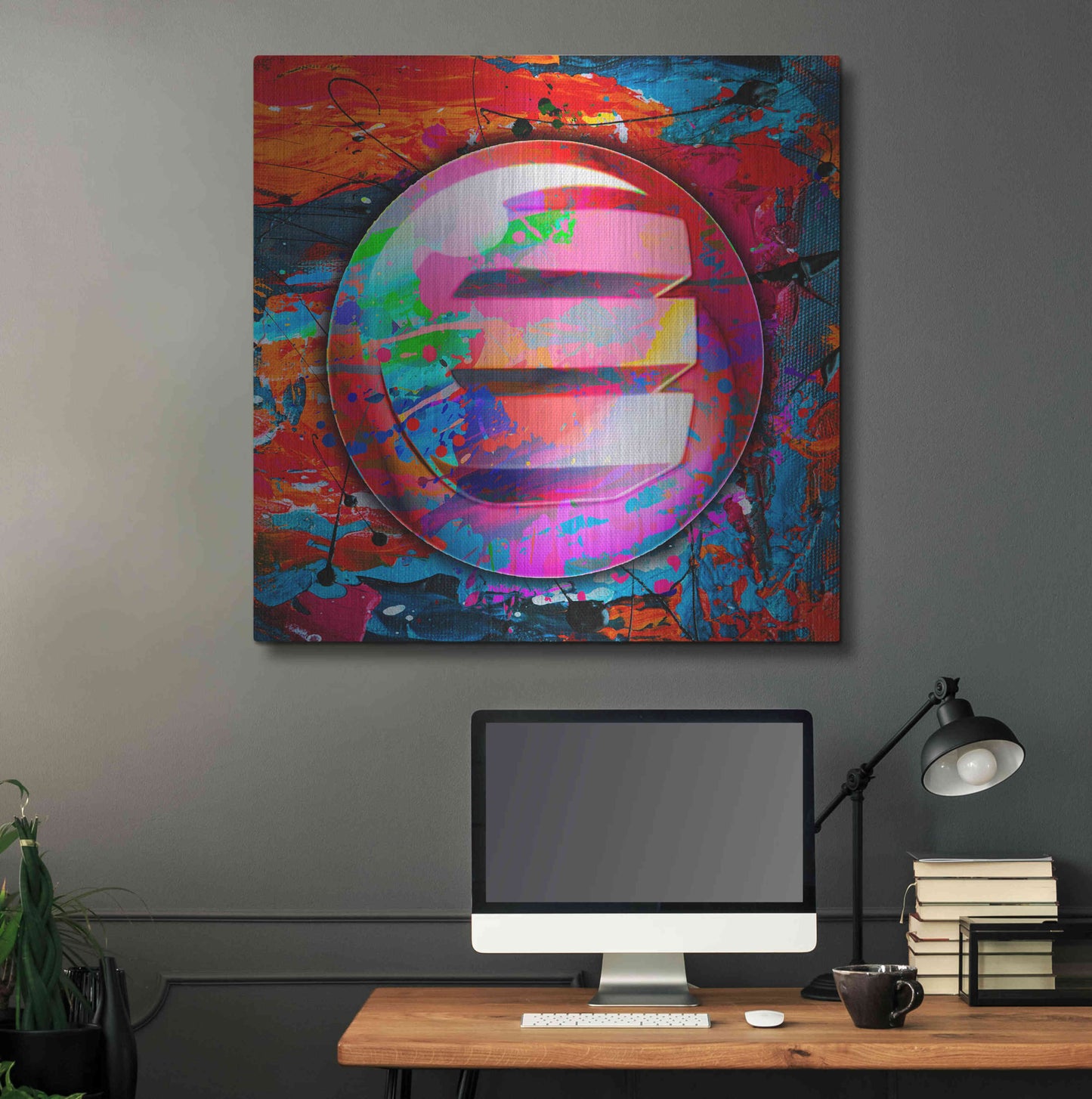 Luxe Metal Art 'Enj Enjin Crypto In Color' by Luxe Metal Art Portfolio, Metal Wall Art,36x36