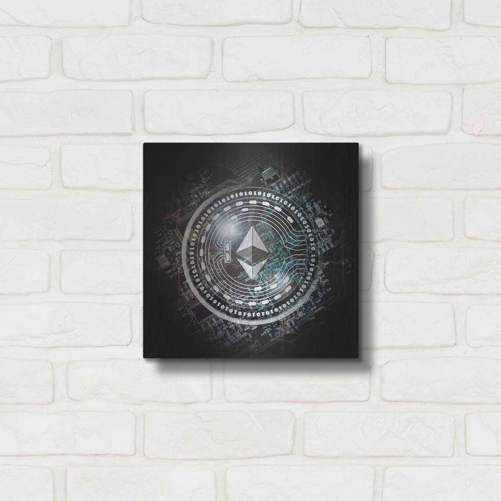 Luxe Metal Art 'Eth Ethereum Crypto Coin' by Luxe Metal Art Portfolio, Metal Wall Art,12x12