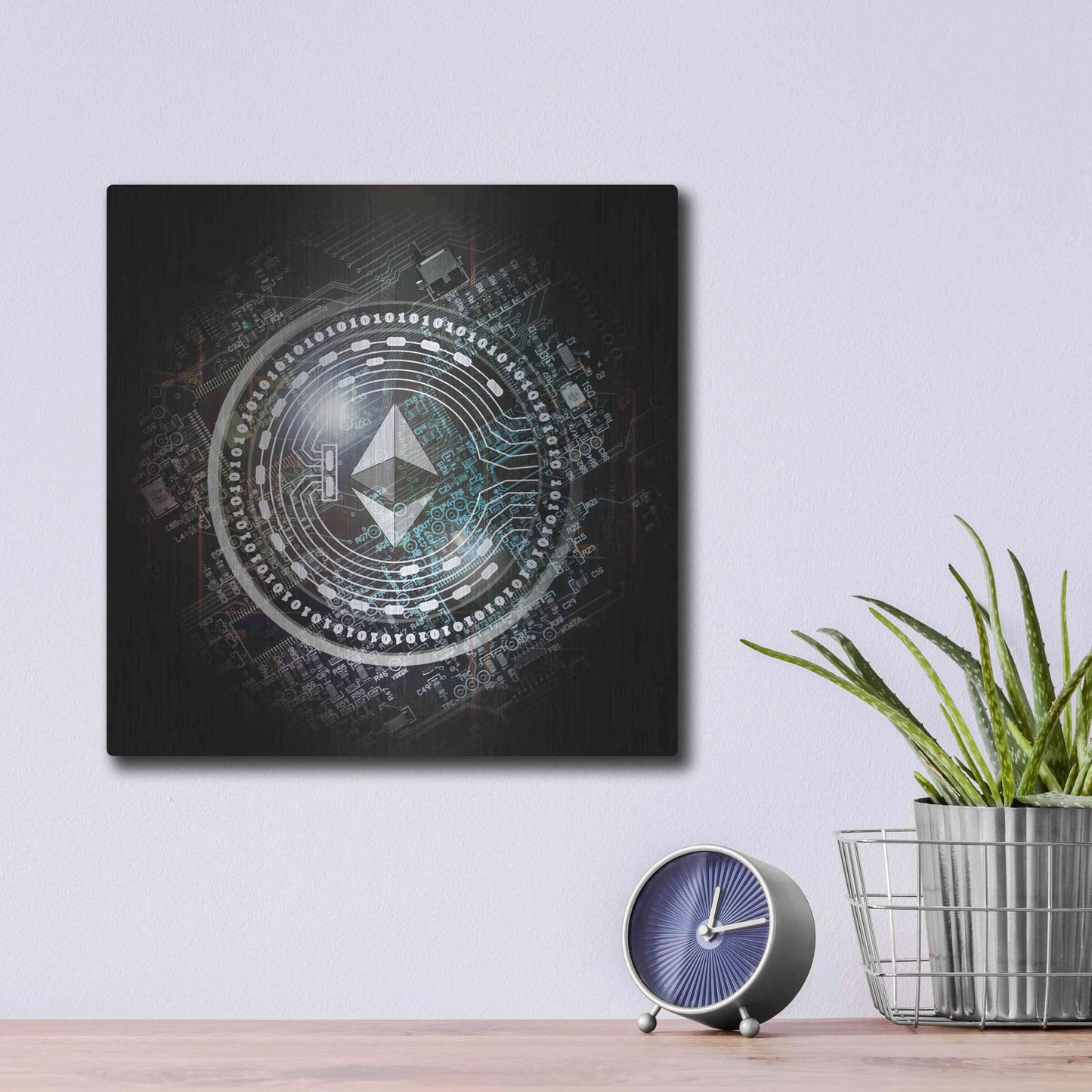 Luxe Metal Art 'Eth Ethereum Crypto Coin' by Luxe Metal Art Portfolio, Metal Wall Art,12x12