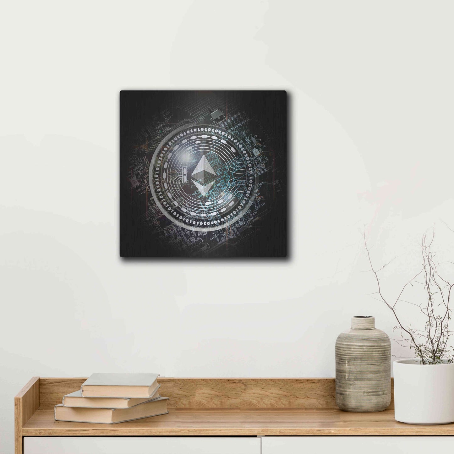 Luxe Metal Art 'Eth Ethereum Crypto Coin' by Luxe Metal Art Portfolio, Metal Wall Art,12x12