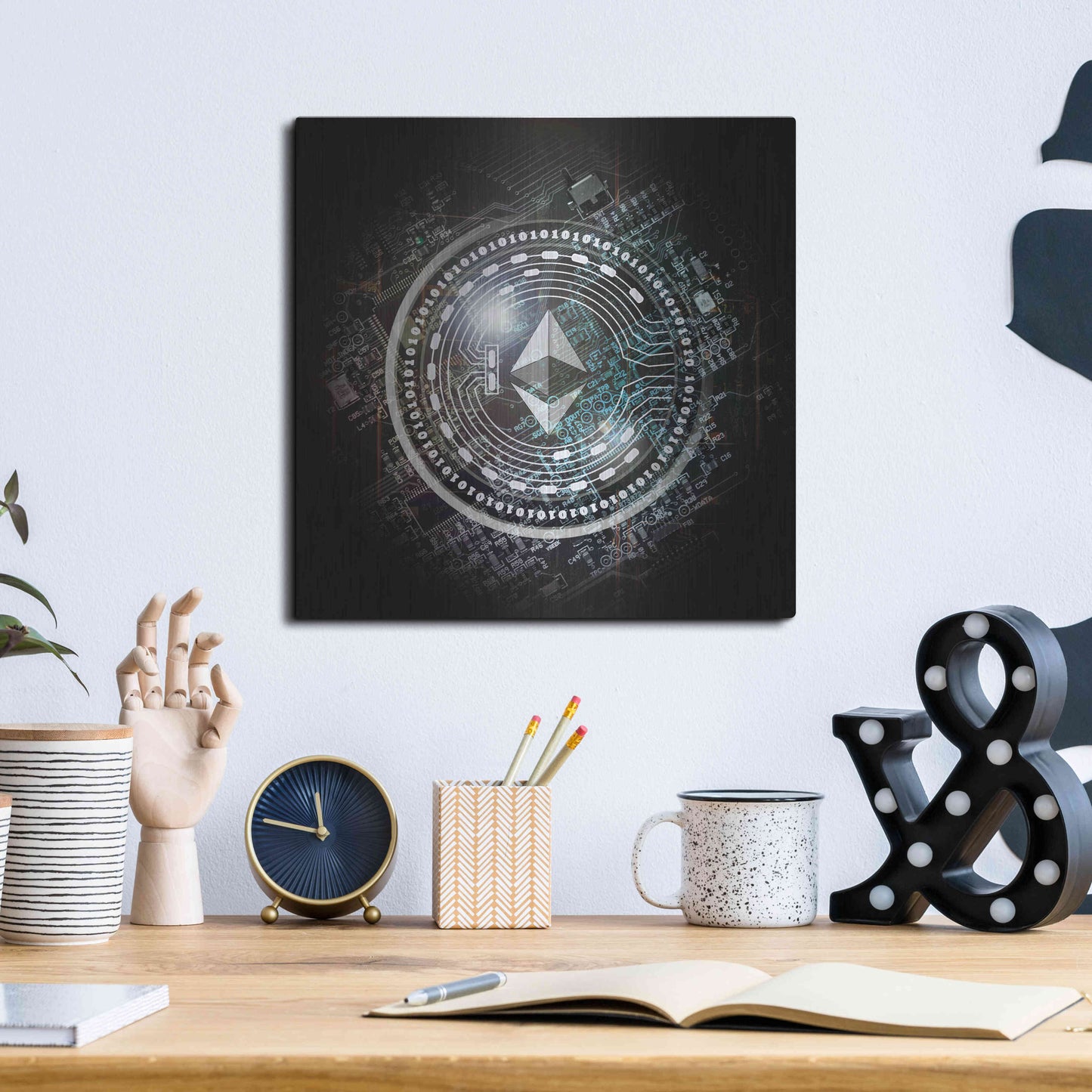 Luxe Metal Art 'Eth Ethereum Crypto Coin' by Luxe Metal Art Portfolio, Metal Wall Art,12x12