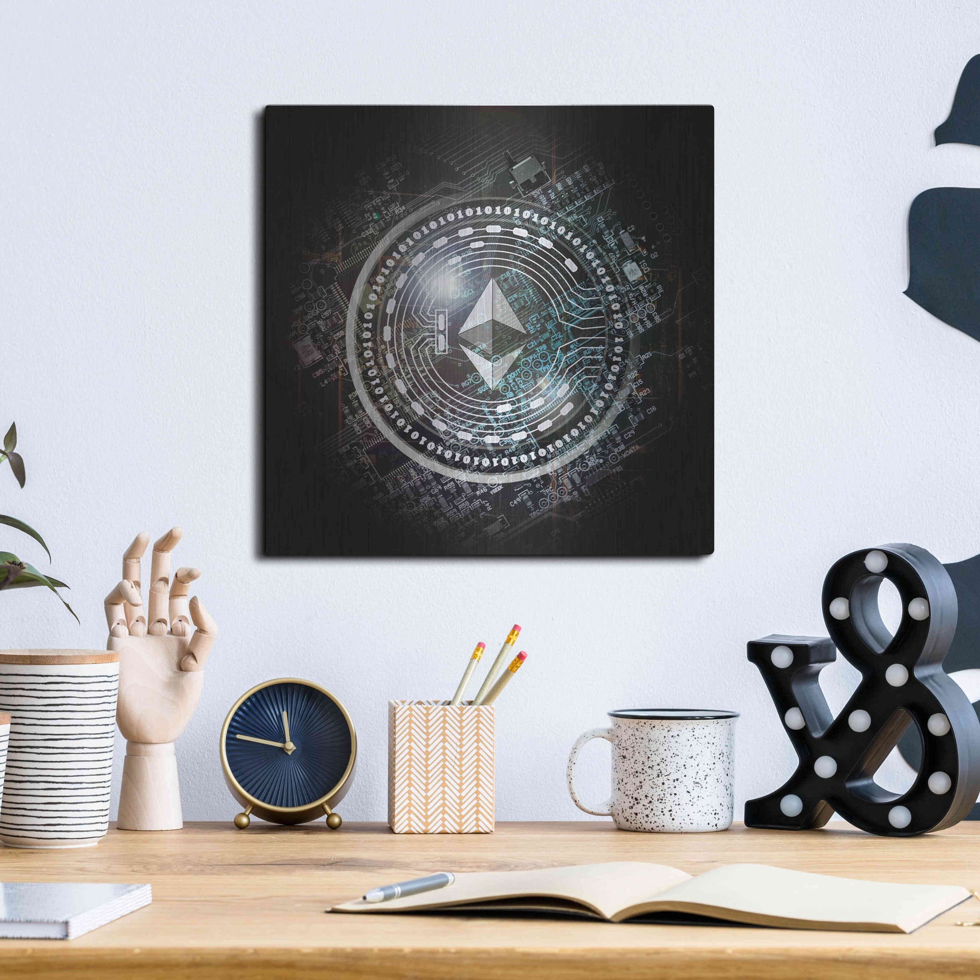 Luxe Metal Art 'Eth Ethereum Crypto Coin' by Luxe Metal Art Portfolio, Metal Wall Art,12x12