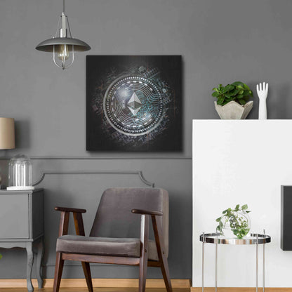 Luxe Metal Art 'Eth Ethereum Crypto Coin' by Luxe Metal Art Portfolio, Metal Wall Art,24x24