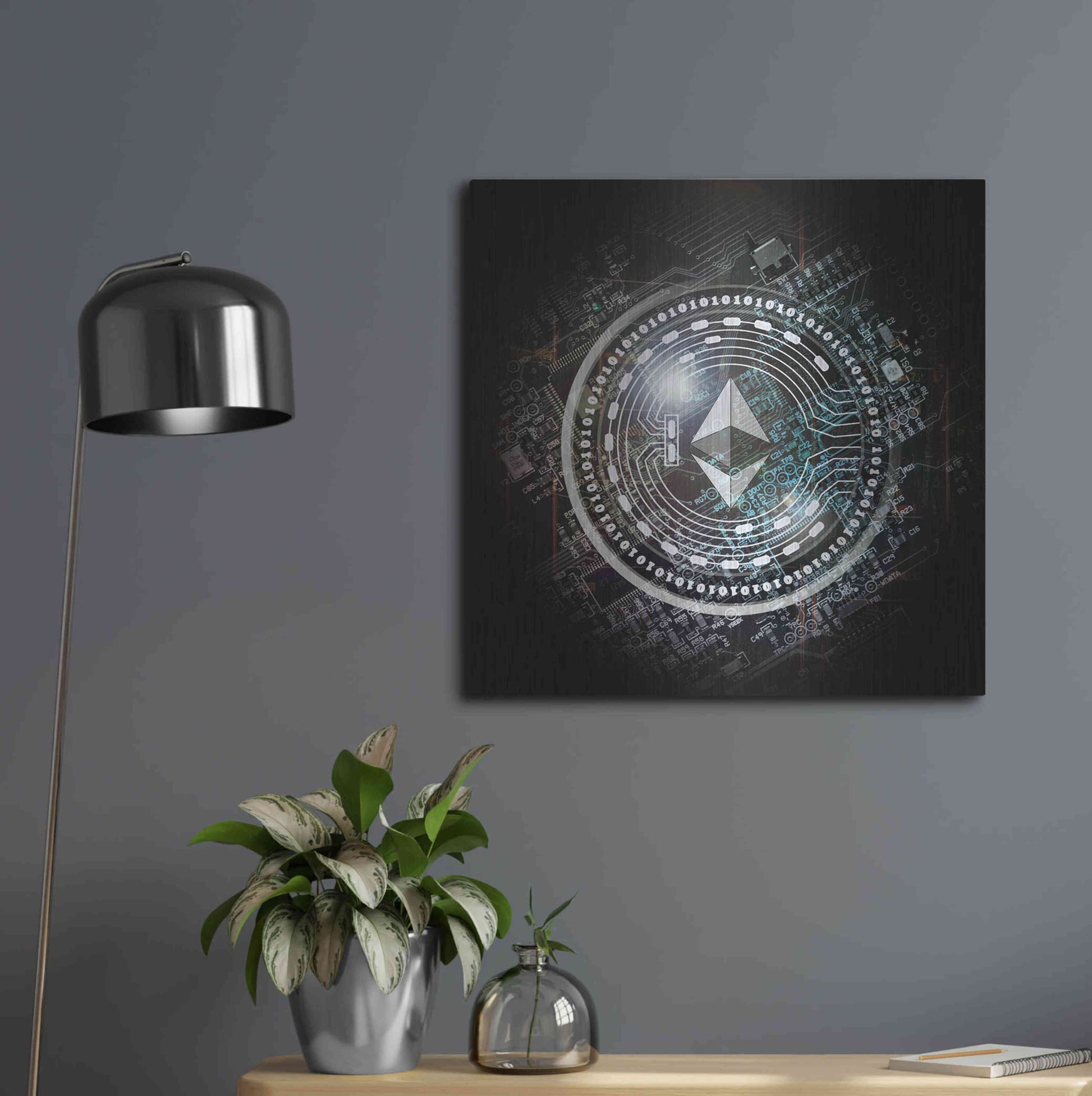 Luxe Metal Art 'Eth Ethereum Crypto Coin' by Luxe Metal Art Portfolio, Metal Wall Art,24x24
