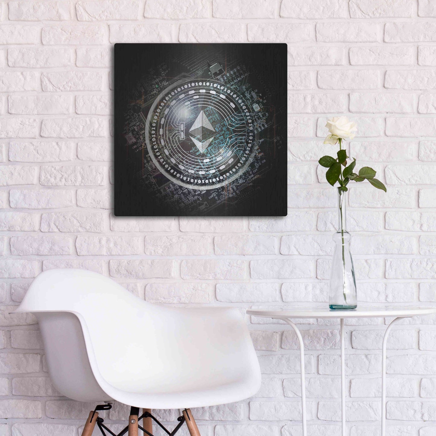 Luxe Metal Art 'Eth Ethereum Crypto Coin' by Luxe Metal Art Portfolio, Metal Wall Art,24x24