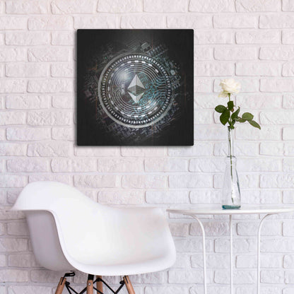 Luxe Metal Art 'Eth Ethereum Crypto Coin' by Luxe Metal Art Portfolio, Metal Wall Art,24x24